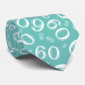 Milestone 60 Random Number Pattern Blauwgroen/Wit Stropdas (Opgerold)