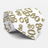 Milestone 80 Random Number Pattern Gold/White Stropdas (Opgerold)