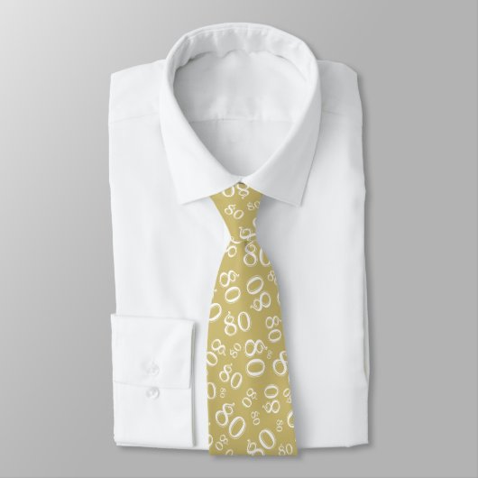 Milestone 80 Random Number Pattern Gold/White Stropdas (Gebonden)
