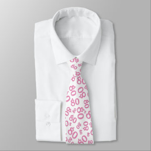 Milestone 80 Random Number Pattern Roze/Wit Stropdas