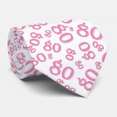 Milestone 80 Random Number Pattern Roze/Wit Stropdas (Opgerold)