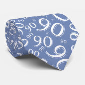 Milestone 90 Random Number Pattern Blauw/Wit Stropdas (Opgerold)