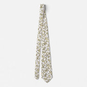 Milestone 90 Random Number Pattern Gold/White Stropdas (Achterkant)