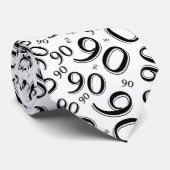 Milestone 90 Random Number Pattern Zwart/Wit Stropdas (Opgerold)