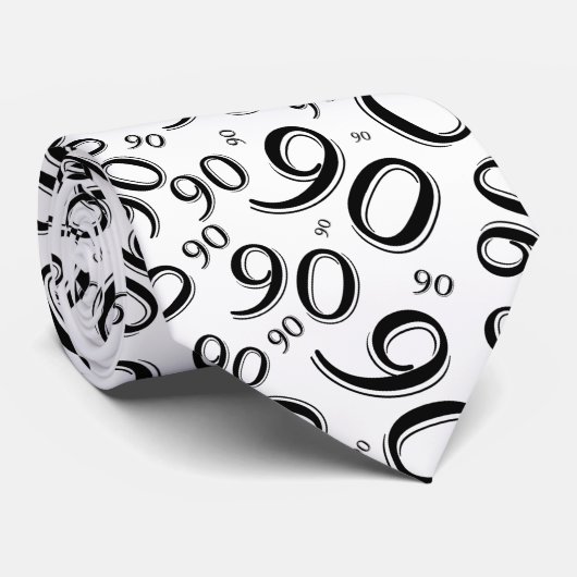 Milestone 90 Random Number Pattern Zwart/Wit Stropdas (Opgerold)