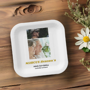 Milestone 90e verjaardag 2 foto's papieren bordje