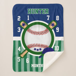 Milestone Baby Blanket - ⚾ Baseball Sport 2 Sherpa Deken