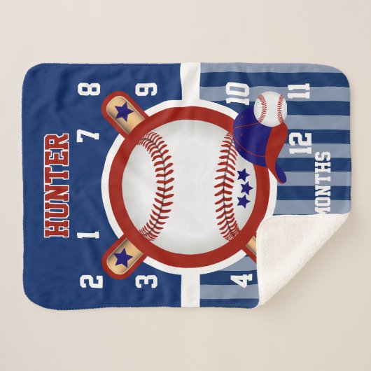 Milestone Baby Blanket - ⚾ Baseball Sport Sherpa Deken (Voorkant (horizontaal))