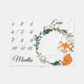 Milestone Baby Fox Leaf Wreath Keepomwille Fleece Deken (Voorkant (Horizontaal))