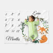 Milestone Baby Fox Leaf Wreath Keepomwille Fleece Deken