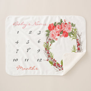 Milestone Baby Girl Blanket Sherpa Deken