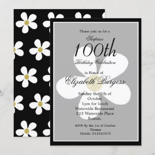 Milestone Birthday Black White Daisy Gold Elegant Kaart