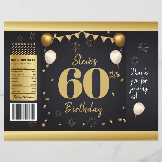 Milestone Birthday Gold Black Chip Bag Wrappers Flyer (Voorkant)