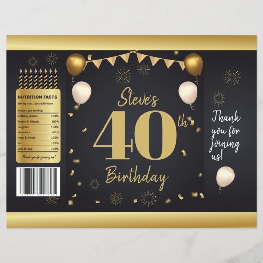 Milestone Birthday Gold Black Chip Bag Wrappers Flyer (Voorkant)