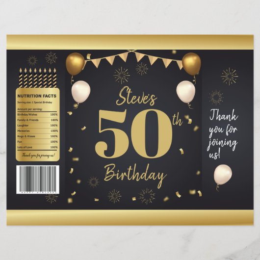 Milestone Birthday Gold Black Chip Bag Wrappers Flyer (Voorkant)