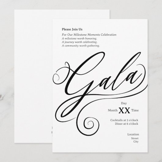Milestone Gala Invitation (Devant / Derrière)