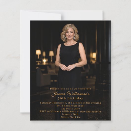 Milestone gold photo birthday invitation (Voorkant)