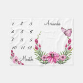 Milestone roze Waterverf Wreater Baby Keepomwille Fleece Deken (Voorkant (Horizontaal))