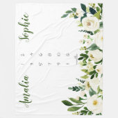 Milestone twin baby meisje waterverf bloemen fleece deken (Voorkant)