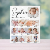 Milestone verjaardagsbord, printbare baby's eerste acryl bord (Neutraal)