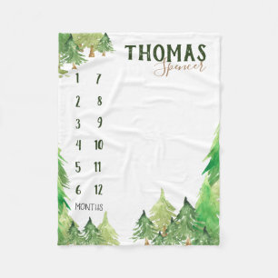 Milestone Woodland baby Growth Tracker Fleece Deken