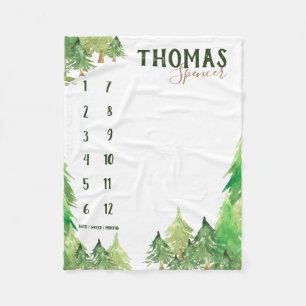 Milestone Woodland baby Growth Tracker Fleece Deken