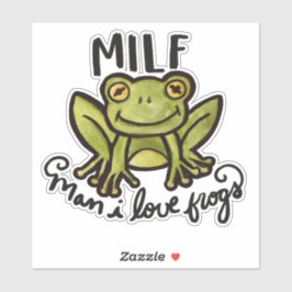 MILF-Man Ik hou van kikkers grappige kikkervis-hum Sticker