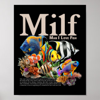 Milf Man Ik Hou Van Vis Grappige Vissen Visser Hum Poster