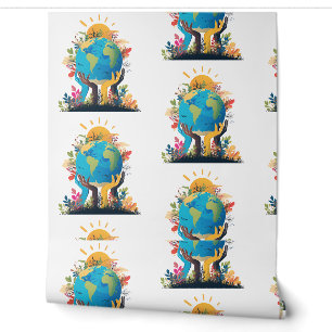 Milieu - Aarde Illustratie met Hand & Zon Behang