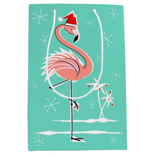Milieu de sac de cadeau de Flamant rose de Noël (Devant)