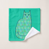 Milieu du siècle moderne Chat, Mint et Lime Vert (Gant de toilette)