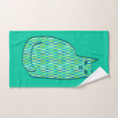 Milieu du siècle moderne Chat, Mint et Lime Vert (Serviette à main)