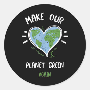Milieubescherming_ Maak onze planeet groen Ronde Sticker