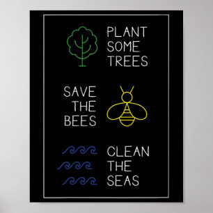 Milieubescherming zeggen, bomen planten, opslaan poster