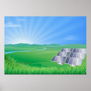 Milieuvriendelijk zonnepaneellandschap poster