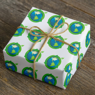 Milieuvriendelijke aarde recyclingsymbool cadeaupapier