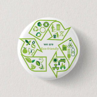 Milieuvriendelijke groene recyclen knop ronde button 3,2 cm