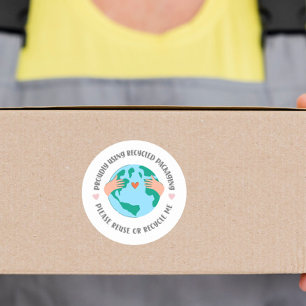 Milieuvriendelijke hergebruikte verpakking aarde g ronde sticker