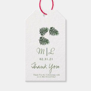 Milieuvriendelijke Trouwdag Hand Waterverf Palm Gr Cadeaulabel