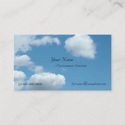 Milieuwetenschap, blauwe lucht en kust visitekaartje (Voorkant)