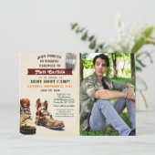 Militair afscheid weggaan Boot Camp Uitnodiging (Staand voorkant)