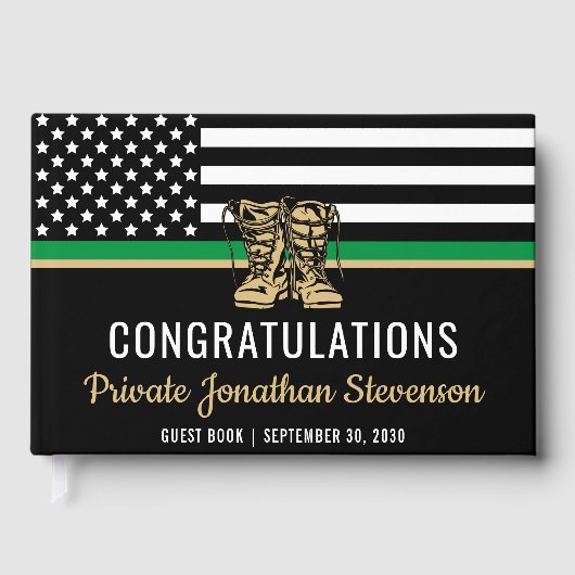 Militair Afstuderen Thin Green Line Flag Army Gastenboek (Voorkant)