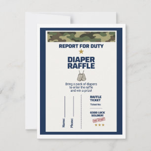 Militair Baby Shower Luier Raffle Ticket Notitiekaartje