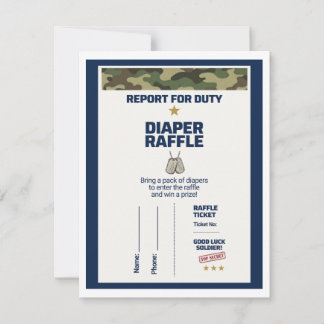 Militair Baby Shower Luier Raffle Ticket Notitiekaartje
