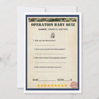 Militair Baby Shower Operatie Baby Quiz