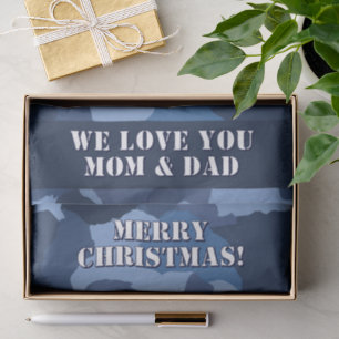 Militair Blauw Camouflage Custom Vrolijk Kerstmis Tissuepapier