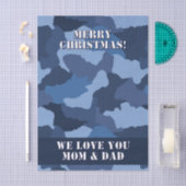 Militair Blauw Camouflage Custom Vrolijk Kerstmis Tissuepapier (Craft)