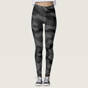 militair camo zwart grijs patroon leggings