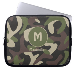 Militair Camouflage Groen Bruin Patroon Aangepast Laptop Sleeve