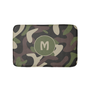 Militair Camouflage Groen Bruin Patroonmonogram Badmat